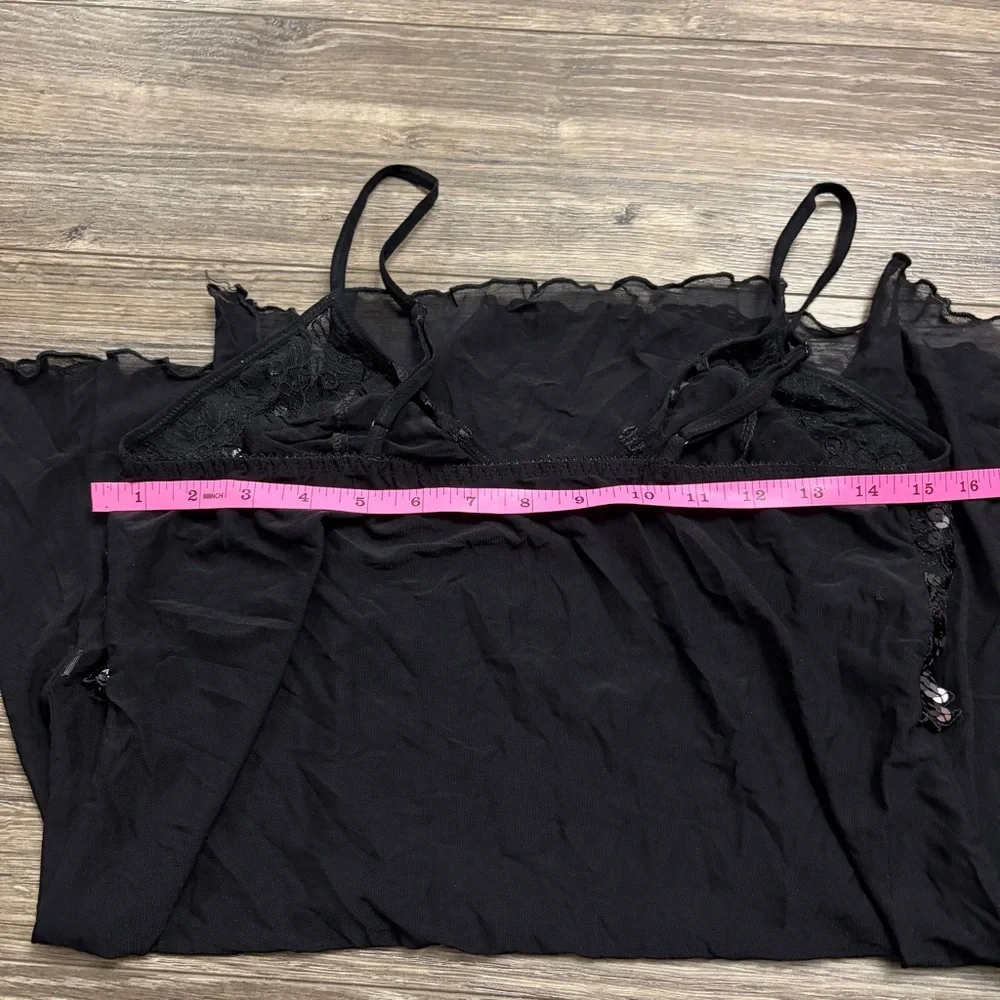 90s Italian Vintage LeMila Sheer Sequin Cups Babydoll Slip (Black) Size M